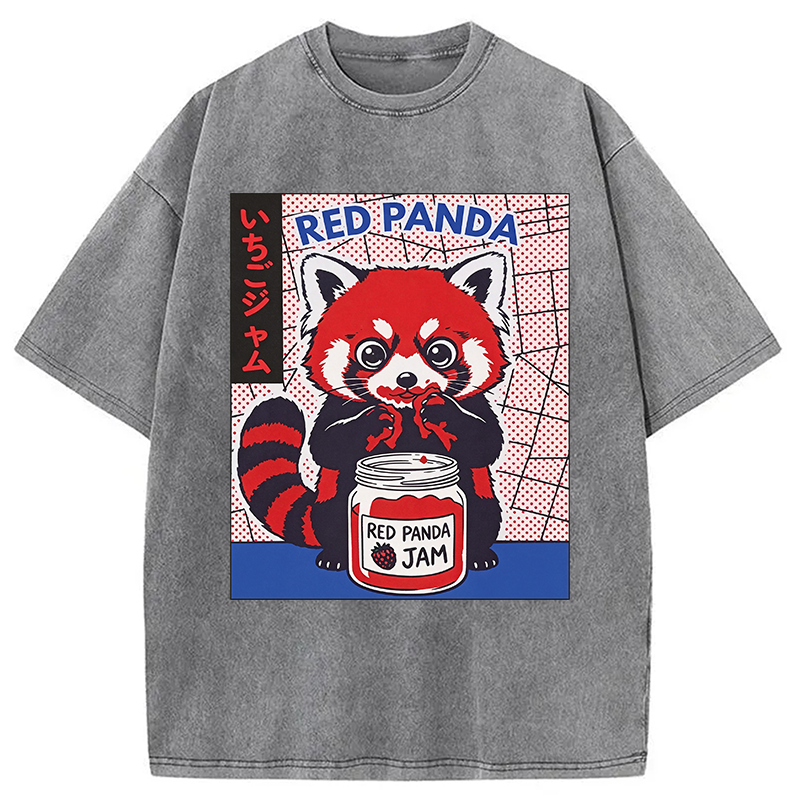 Modecanvas Red Panda DTG Printing Washed T-Shirt