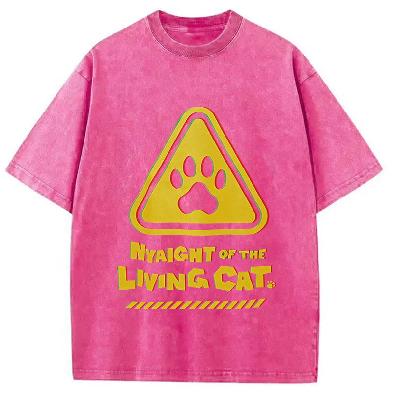 Modecanvas Cat Warning DTG Printing Washed T-Shirt