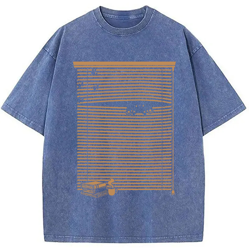 Modecanvas Spying Black Cat DTG Printing Washed T-Shirt