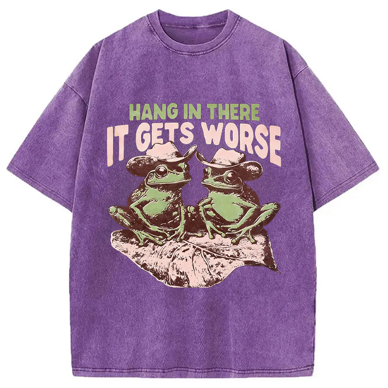 Modecanvas Sarcastic Frog DTG Printing Washed T-Shirt