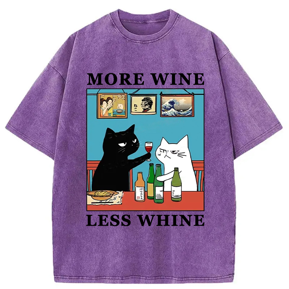 Modecanvas Funny More Wine Less Whine Washed T-Shirt