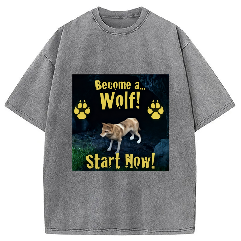 Modecanvas Become A Wolf Washed T-Shirt