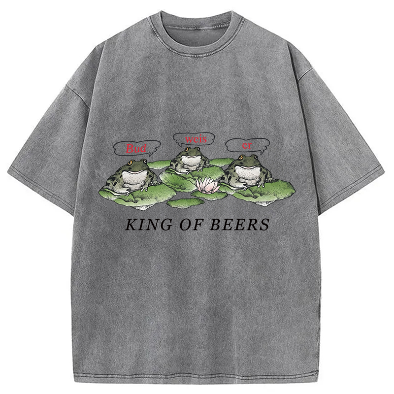 Modecanvas King Of Beers DTG Printing Washed T-Shirt