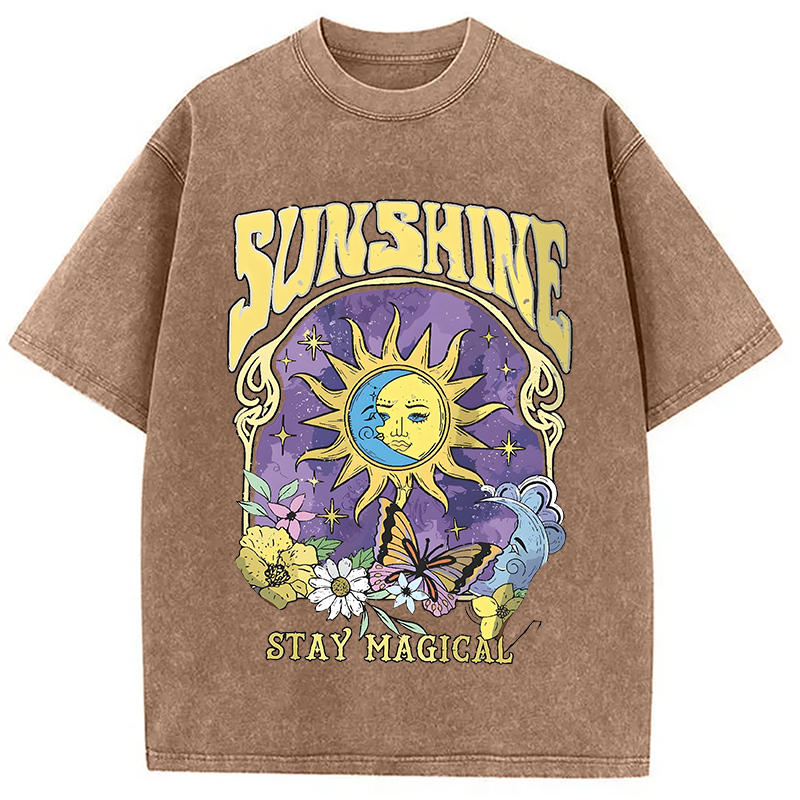 Modecanvas Sunshine Stay Magical Washed T-Shirt
