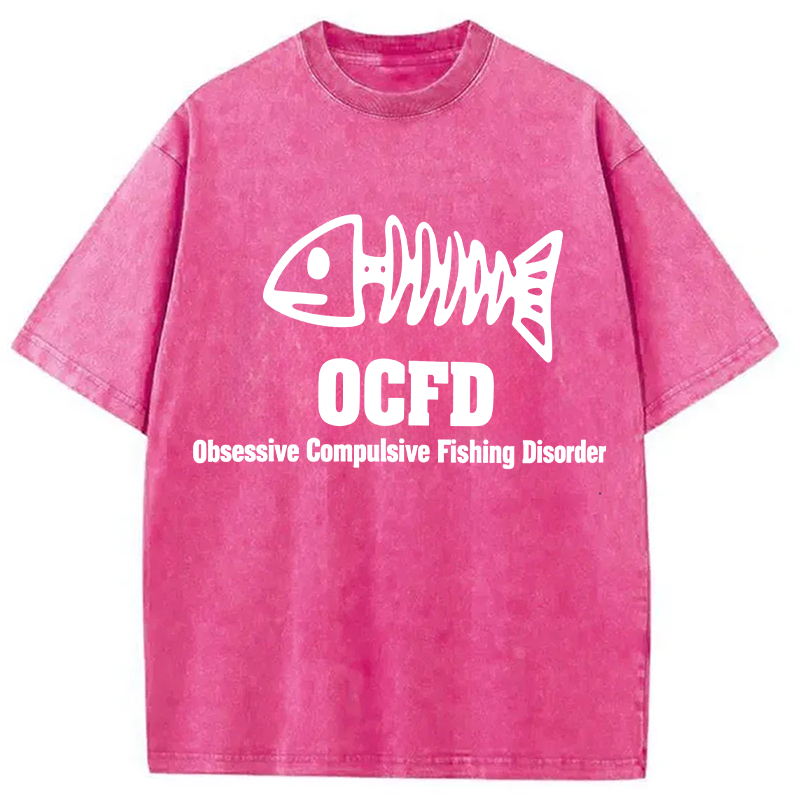 Modecanvas OCFD Funny Fishing DTG Printing Washed T-Shirt