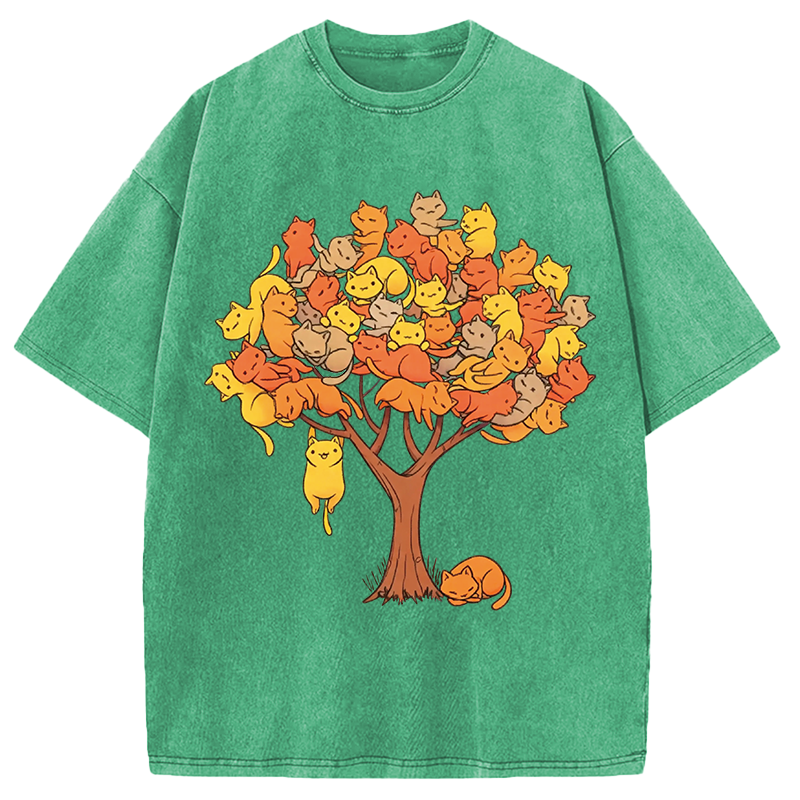 Modecanvas Cat Tree DTG Printing Washed T-Shirt