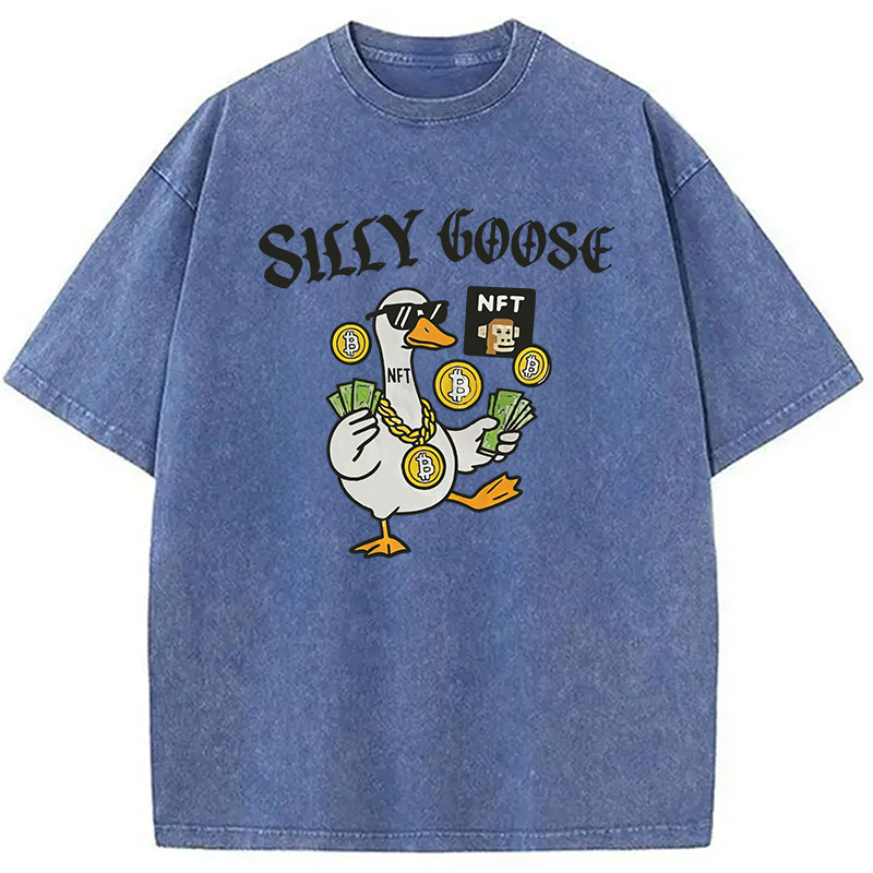 Modecanvas Silly Goose Crypto Bro NFT DTG Printing Washed T-Shirt