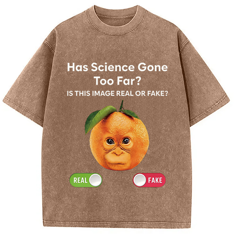 Modecanvas Has Science Gone Too Far Orange Monkey DTG Printing Washed T-Shirt