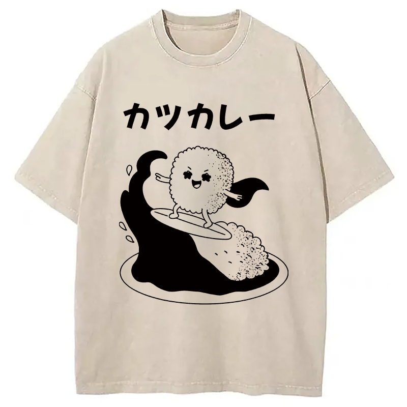Modecanvas Surfer Sushi DTG Printing Washed T-Shirt