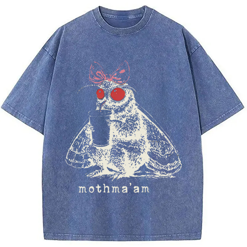 Modecanvas Mothma'am Funny Mothman DTG Printing Washed T-Shirt
