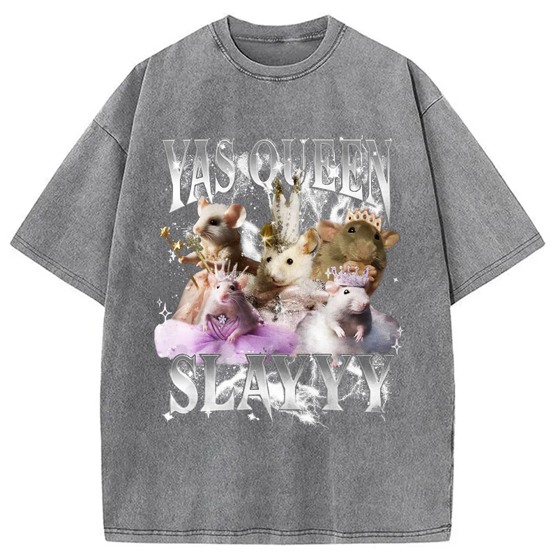 Modecanvas Yas Queen Slay Rat Washed T-Shirt