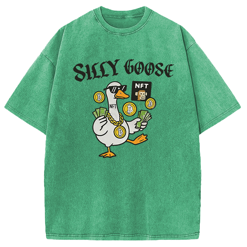 Modecanvas Silly Goose Crypto Bro NFT DTG Printing Washed T-Shirt