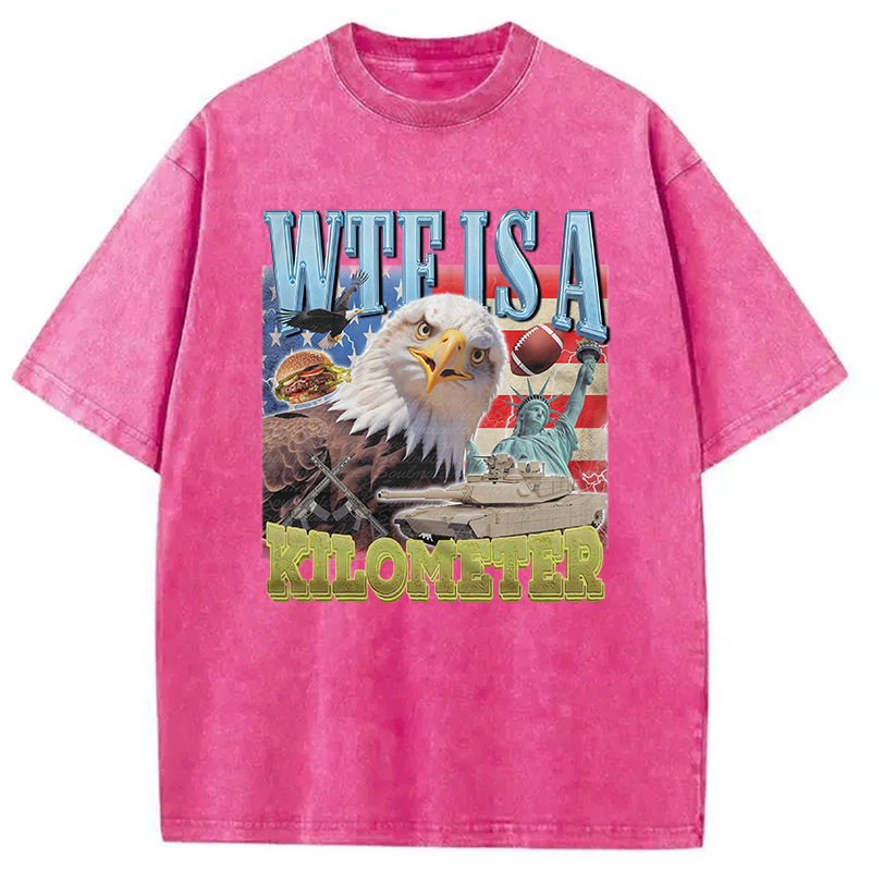 Modecanvas Funny Eagle Meme Washed T-Shirt-modecanvas
