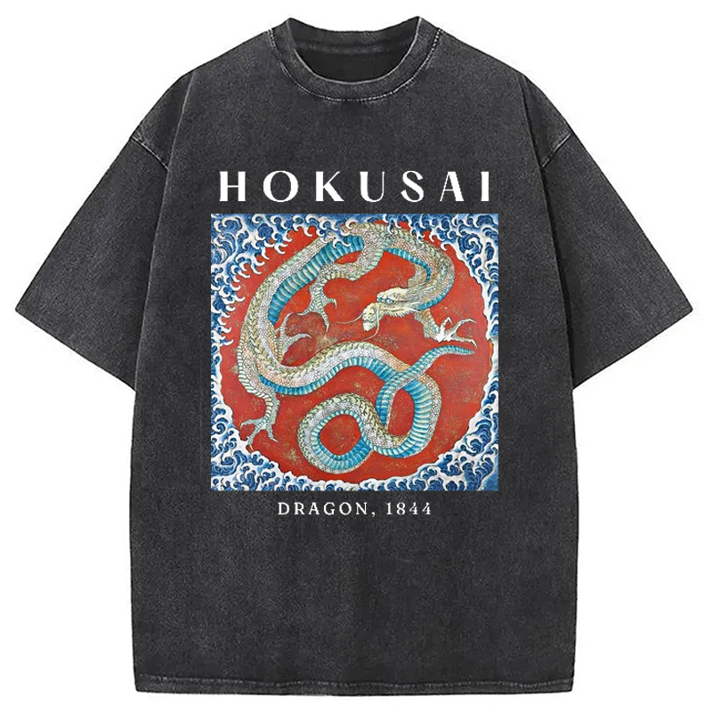 Modecanvas Hokusai Japanese Dragon Washed T-Shirt