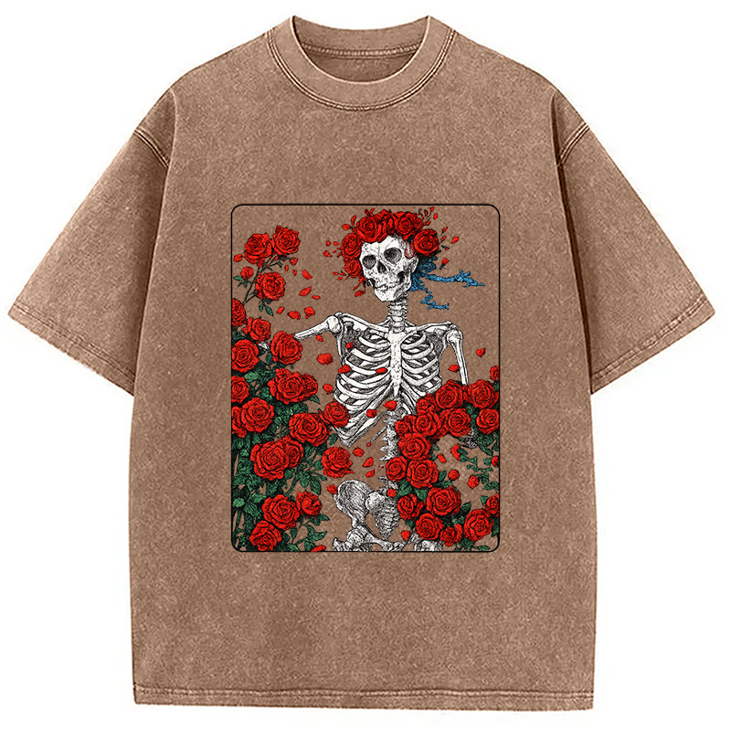Modecanvas Woodcut Wheel & Roses Washed T-Shirt