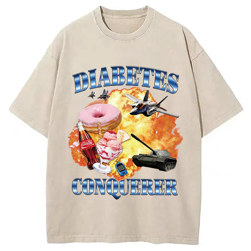 Modecanvas Diabetes Conqueror DTG Printing Washed T-Shirt
