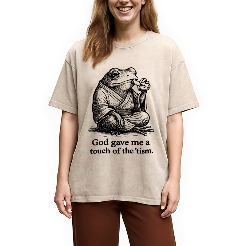Modecanvas God Gave Me A Touch Of The tism Washed T-Shirt