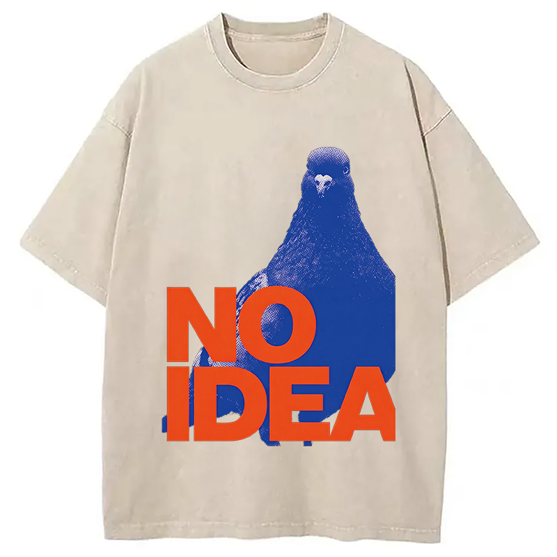 Modecanvas Funny Bird Pigeon Have No Idea DTG Printing Washed T-Shirt