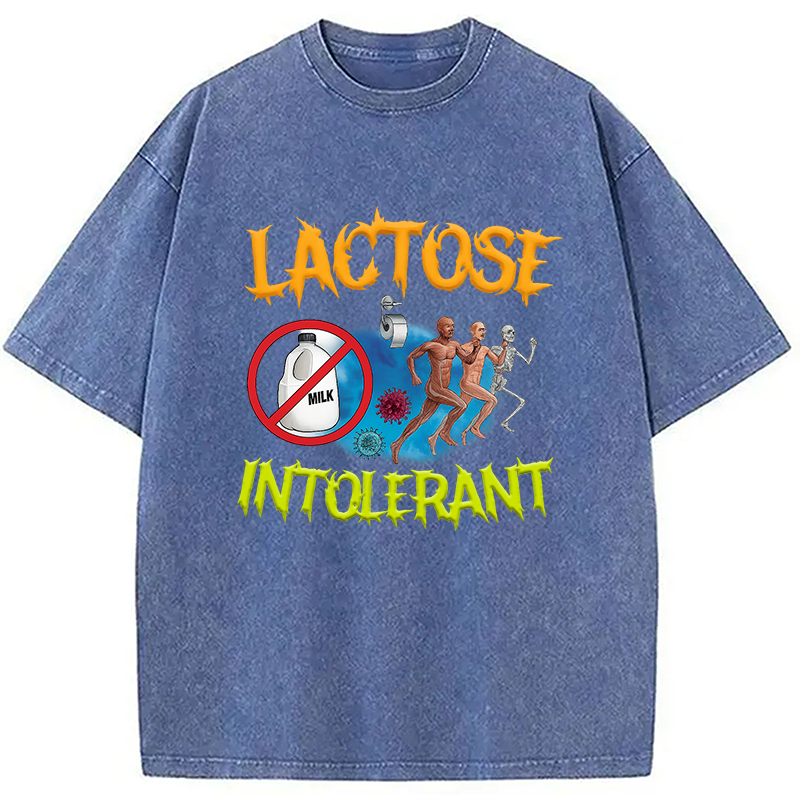 Modecanvas Lactose Intolerant Ironic Sarcastic Funny Washed T-Shirt