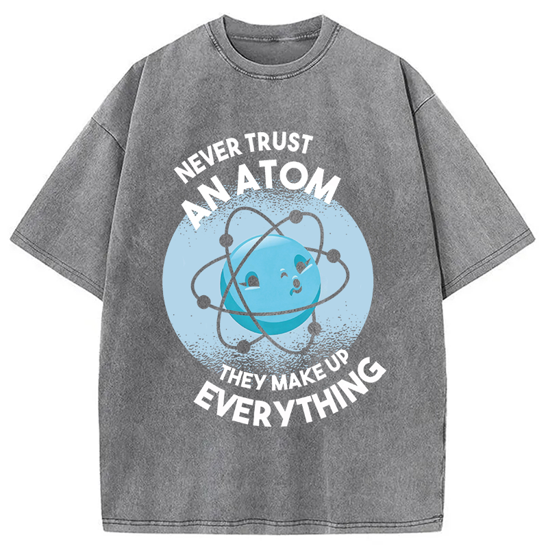 Modecanvas Funny Atom 100% Ring Spin DTG Printing Washed T-Shirt