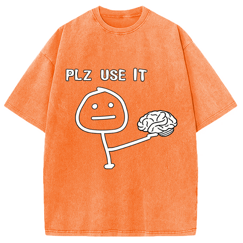 Modecanvas Please Use Your Brain DTG Printing Washed T-Shirt