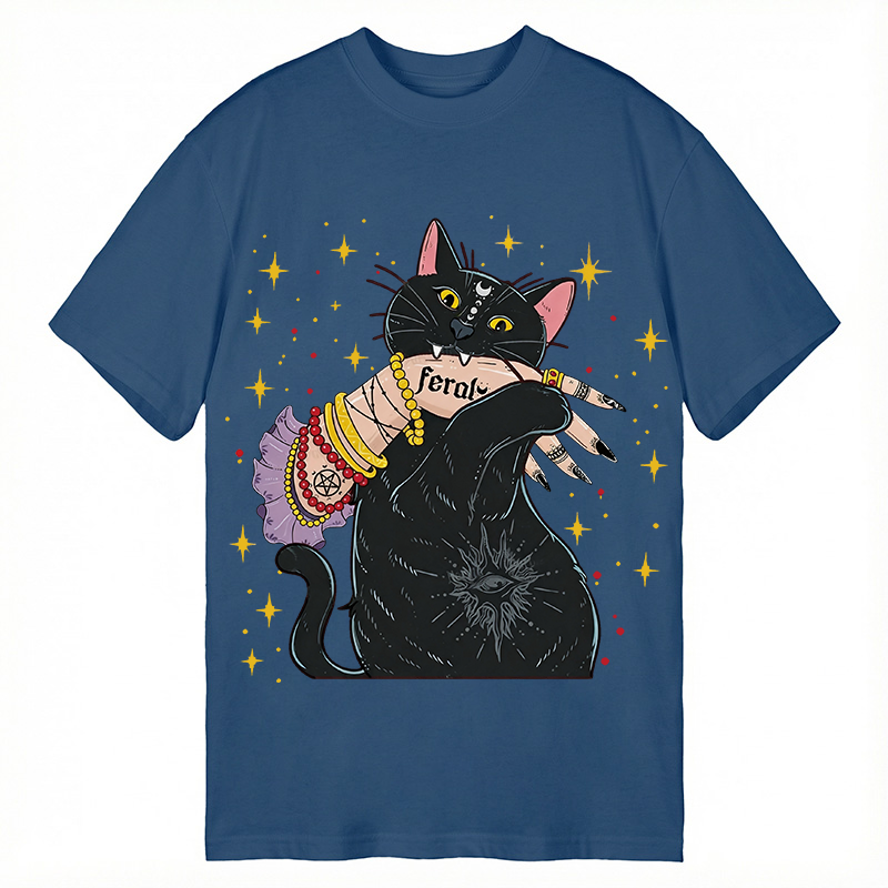 Modecanvas Feral Cat DTG Printing Classic T-Shirt-modecanvas