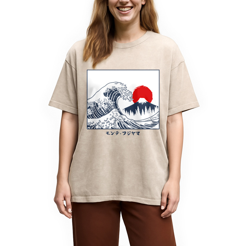 Modecanvas Great Fuji Wave Washed T-Shirt