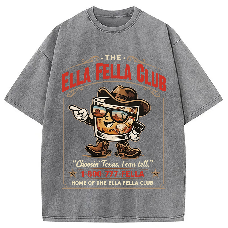 Modecanvas Ella Fella Club Cowboy Whiskey DTG Printing Washed T-Shirt