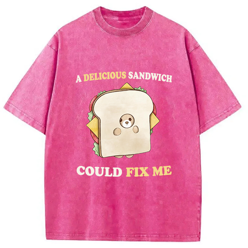 Modecanvas Delicious Sandwich Could Fix Me DTG Printing Washed T-Shirt