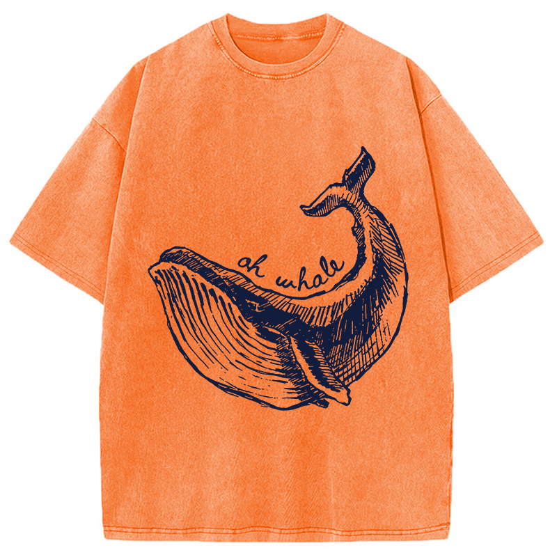 Modecanvas Ah Whale DTG Printing Washed T-Shirt