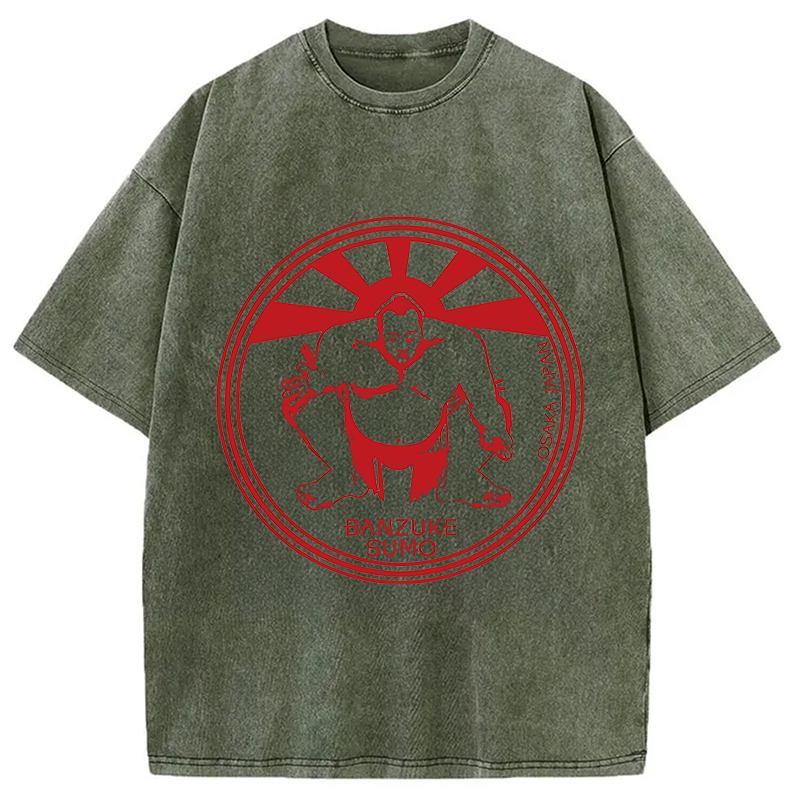 Modecanvas Sumo Wrestling DTG Printing Washed T-Shirt