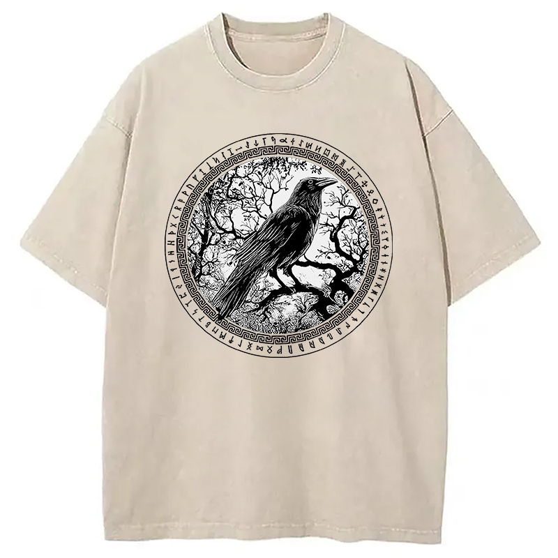 Modecanvas Circle of the Raven DTG Printing Washed T-Shirt