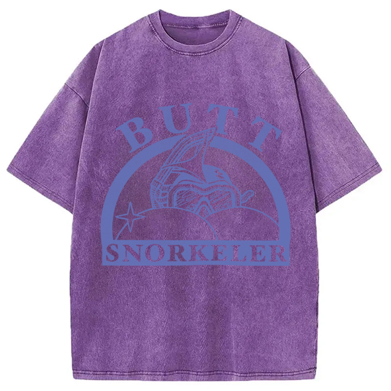 Modecanvas Butt Snorkeler Funny Diving Meme DTG Printing Washed T-Shirt