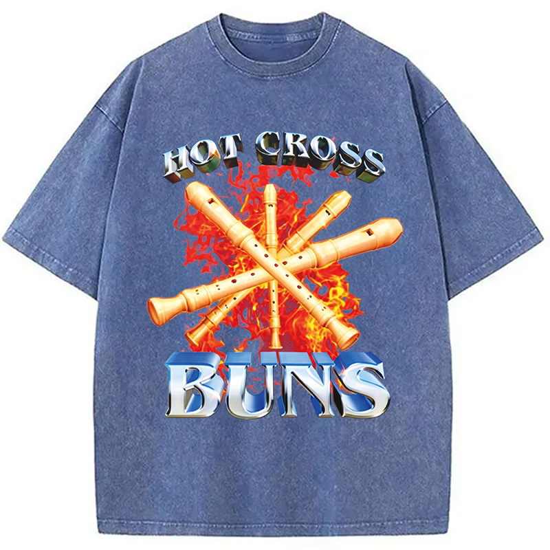 Modecanvas HOT CROSS BUNS DTG Printing Washed T-Shirt