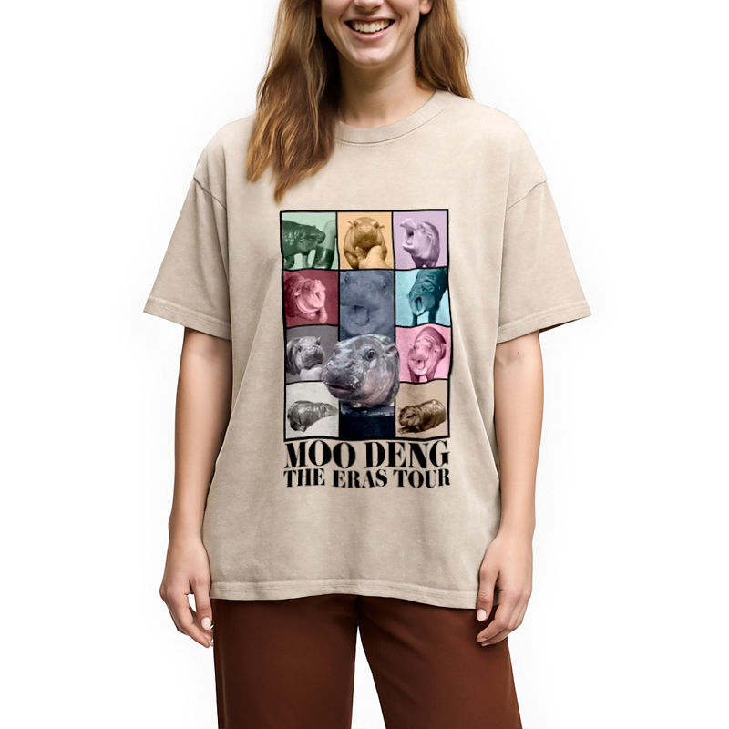 Modecanvas Moodeng Hippo The Era Tour Washed T-Shirt