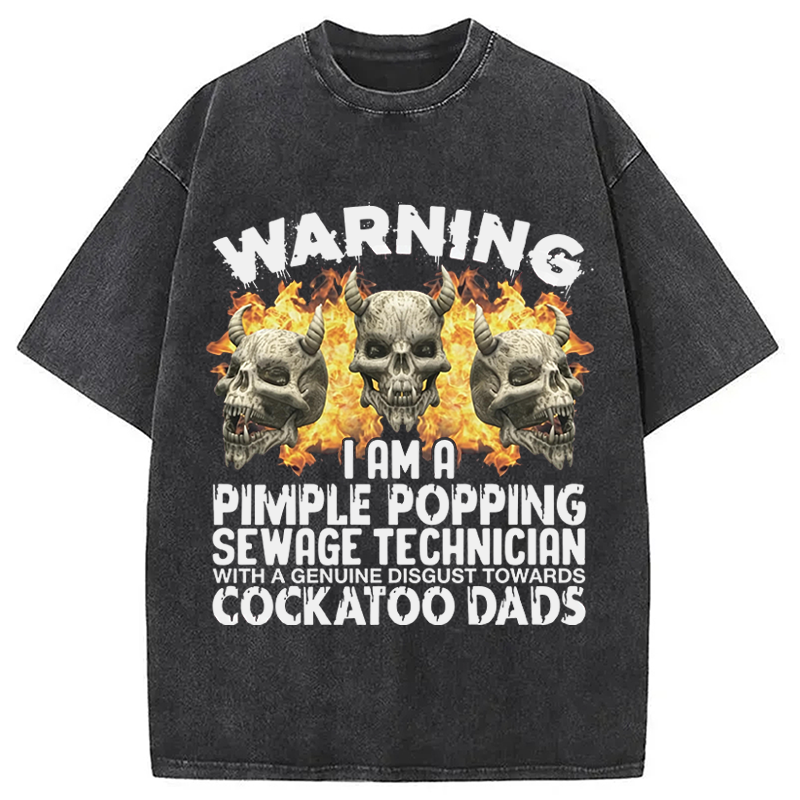 Modecanvas Pimple Popping Sewage Technician DTG Printing Washed T-Shirt