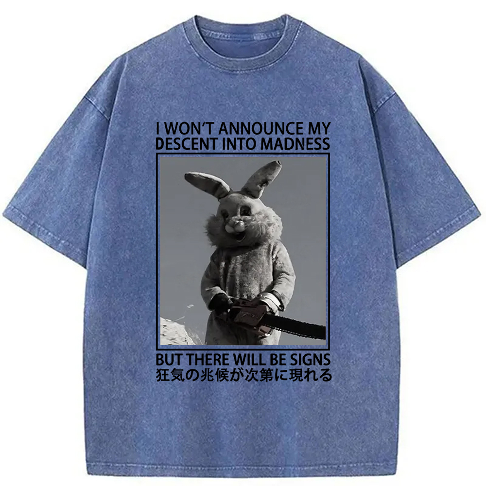 Modecanvas Rabbit Goes Into Madness Washed T-Shirt-modecanvas
