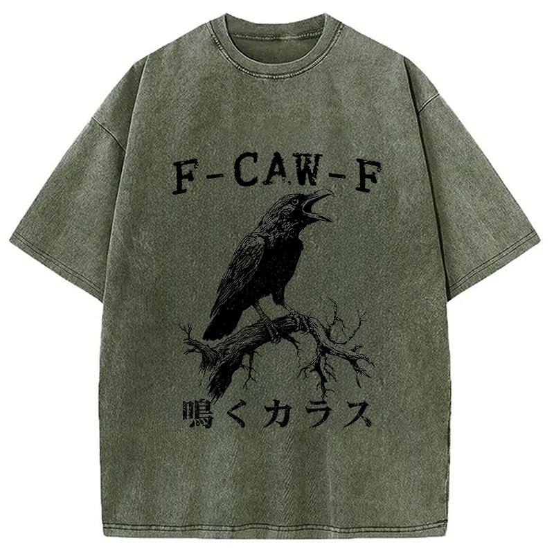 Modecanvas Funny Crow Call Washed T-Shirt