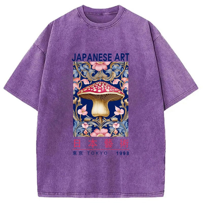 Modecanvas Blue Mushroom Vintage Washed T-Shirt