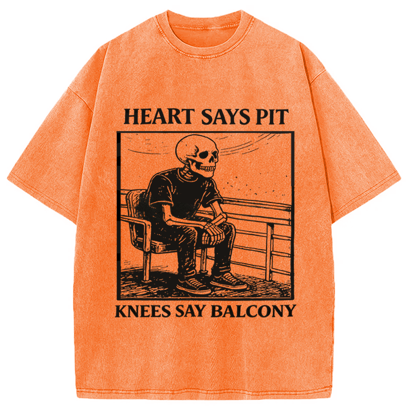 Modecanvas Heart Says Pit Knees Say Balcony DTG Printing Washed T-Shirt