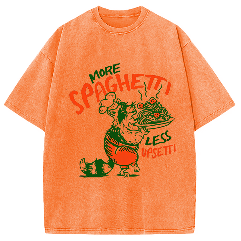 Modecanvas More Spaghetti Less Upsetti Raccoon DTG Printing Washed T-Shirt