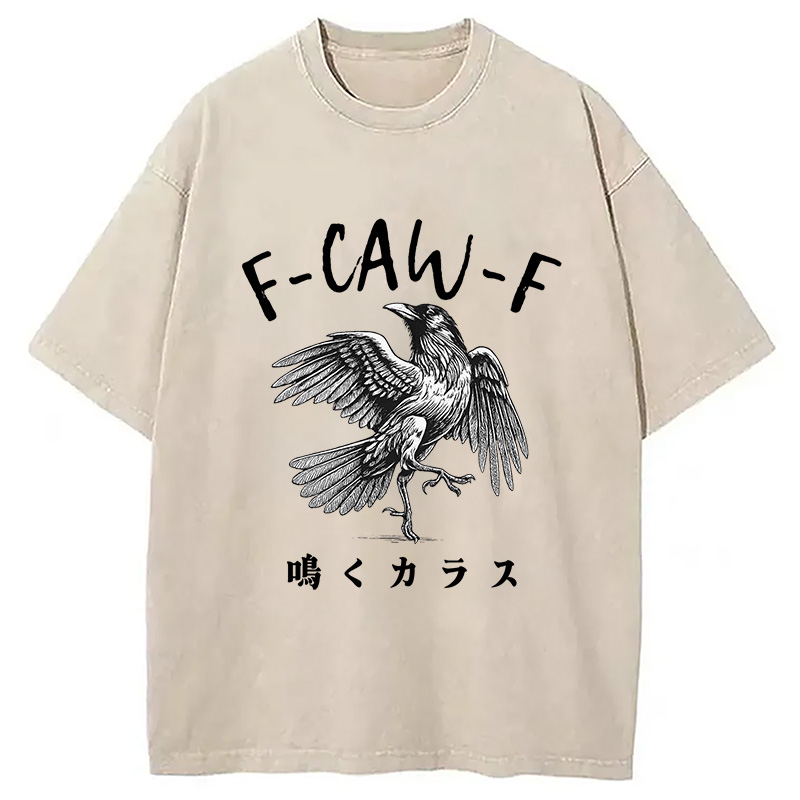 Modecanvas Funny Crow Washed T-Shirt-modecanvas