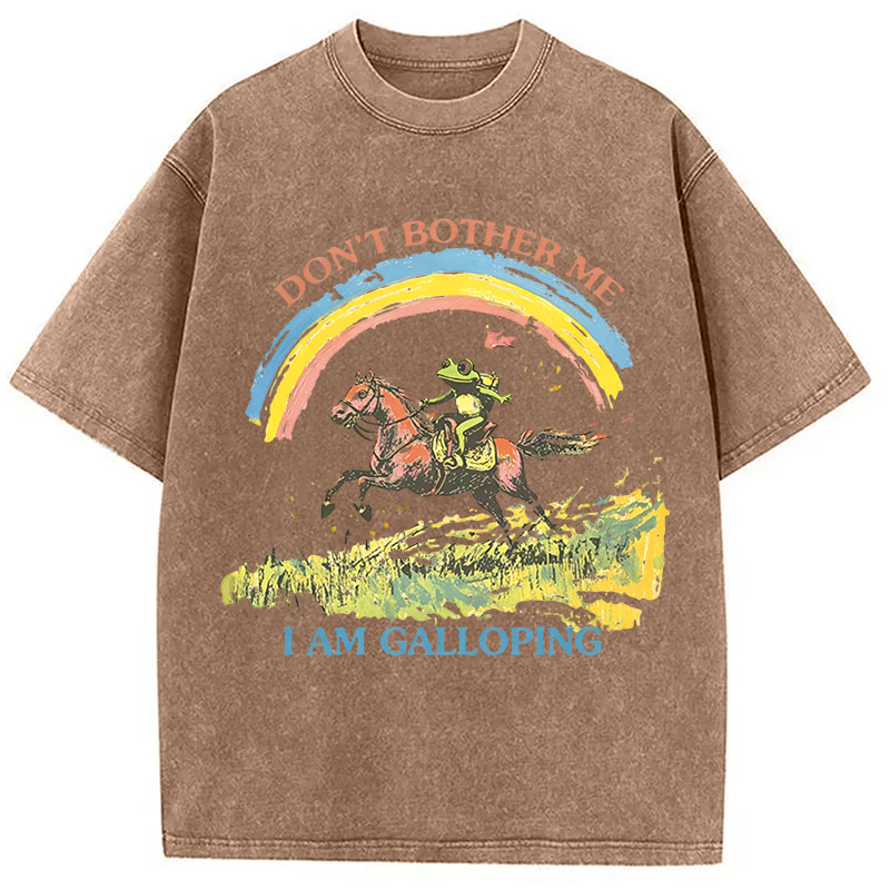 Modecanvas Frog On Horse DTG Printing Washed T-Shirt