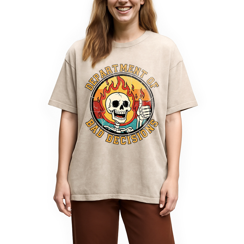 Modecanvas Department Of Bad Decisions DTG Printing Washed T-Shirt