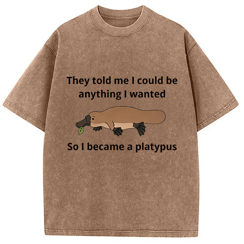 Modecanvas I Became A Platypus DTG Printing Washed T-Shirt
