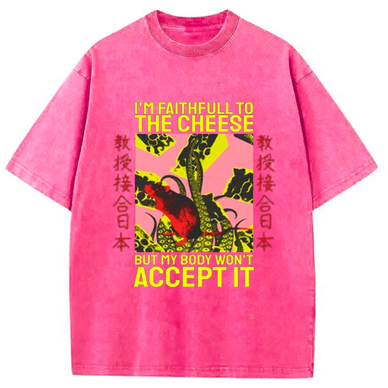 Modecanvas Lactose Intolerant Funny Rat Washed T-Shirt