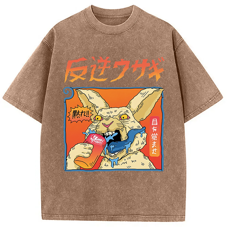 Modecanvas Rebellious Rabbit DTG Printing Washed T-Shirt