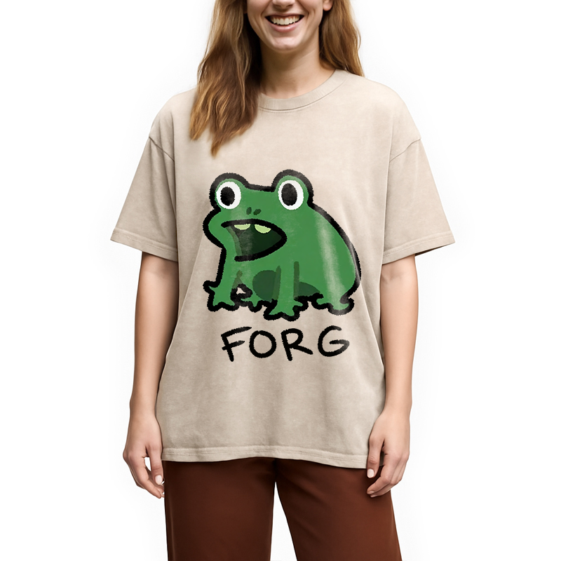 Modecanvas Funny Forg Japanese Washed T-Shirt