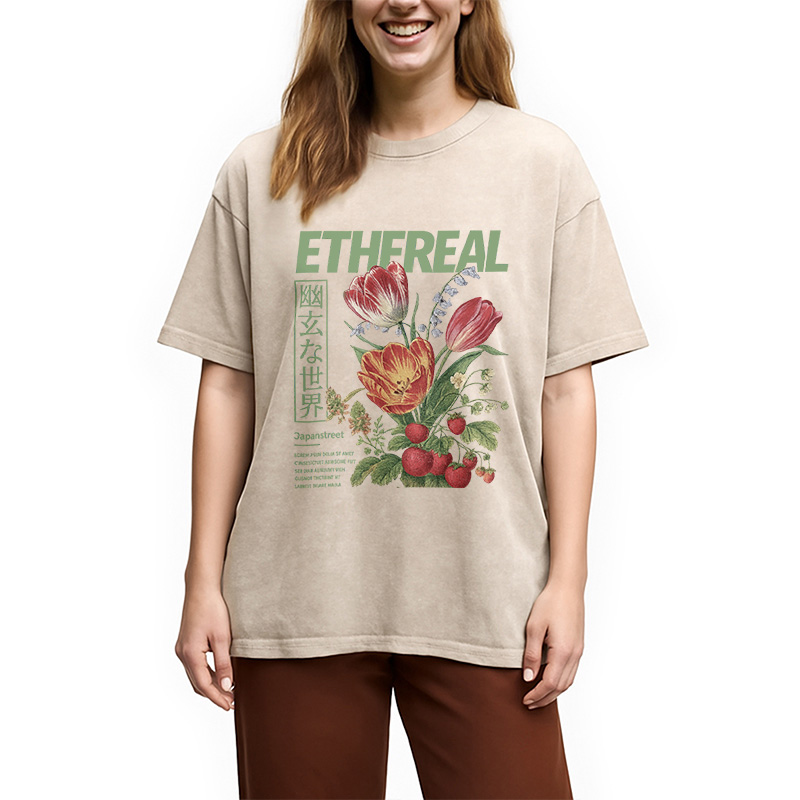 Modecanvas Japanese Flower Washed T-Shirt