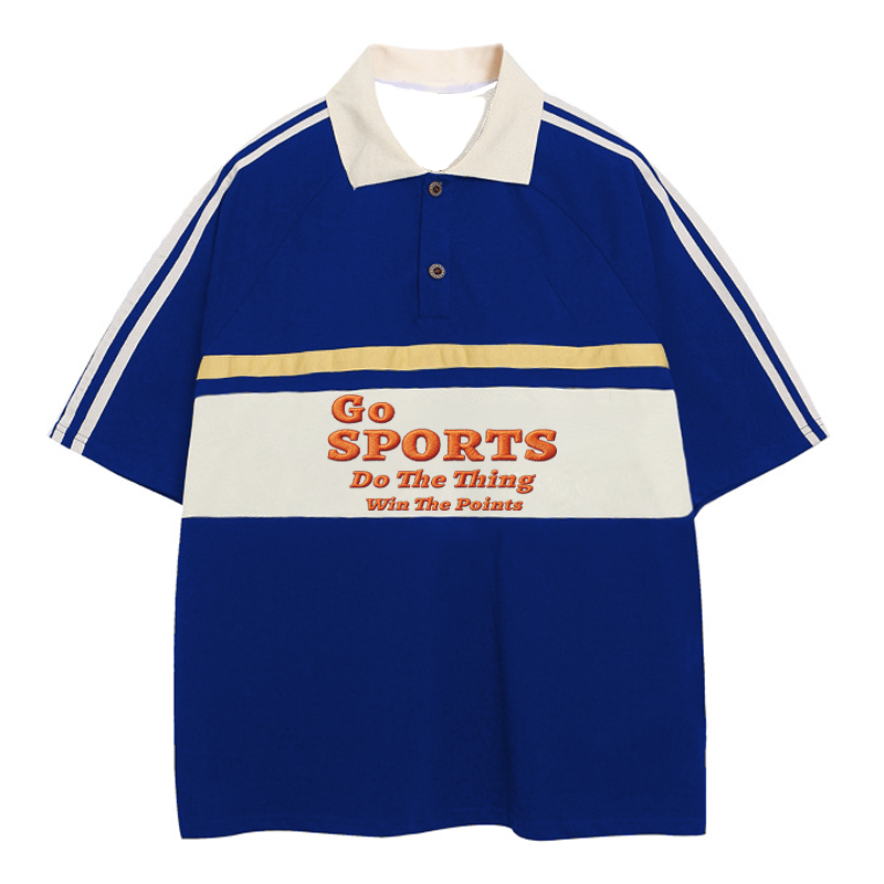 Modecanvas Go Sports Do Thing Win The Points Polo Embroidered T-Shirt